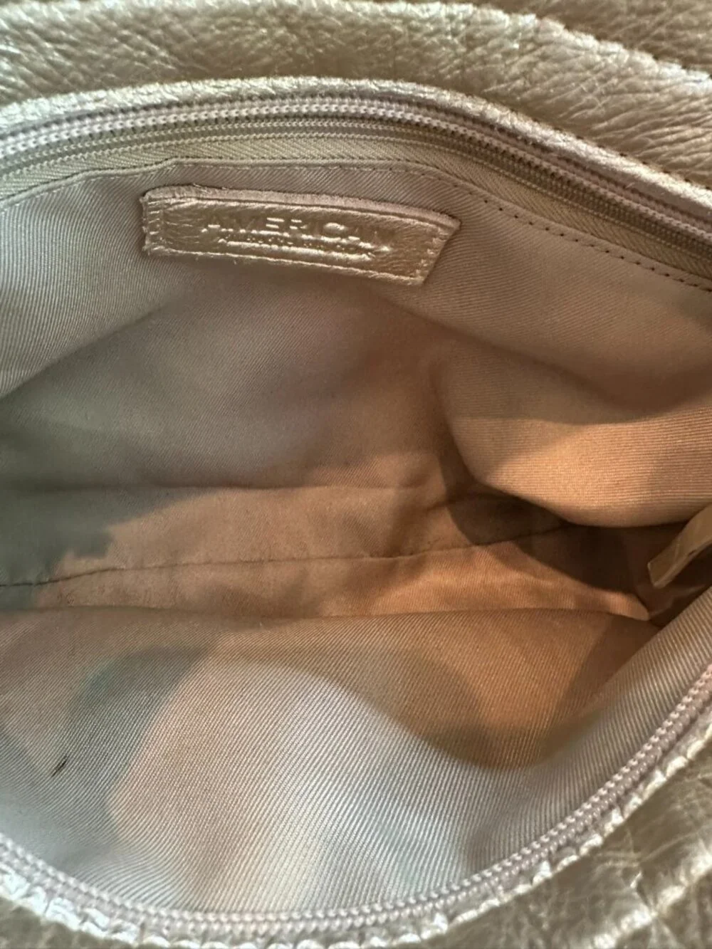 American Leather Co. Silver Metallic Leather Crossbody Shoulder Bag